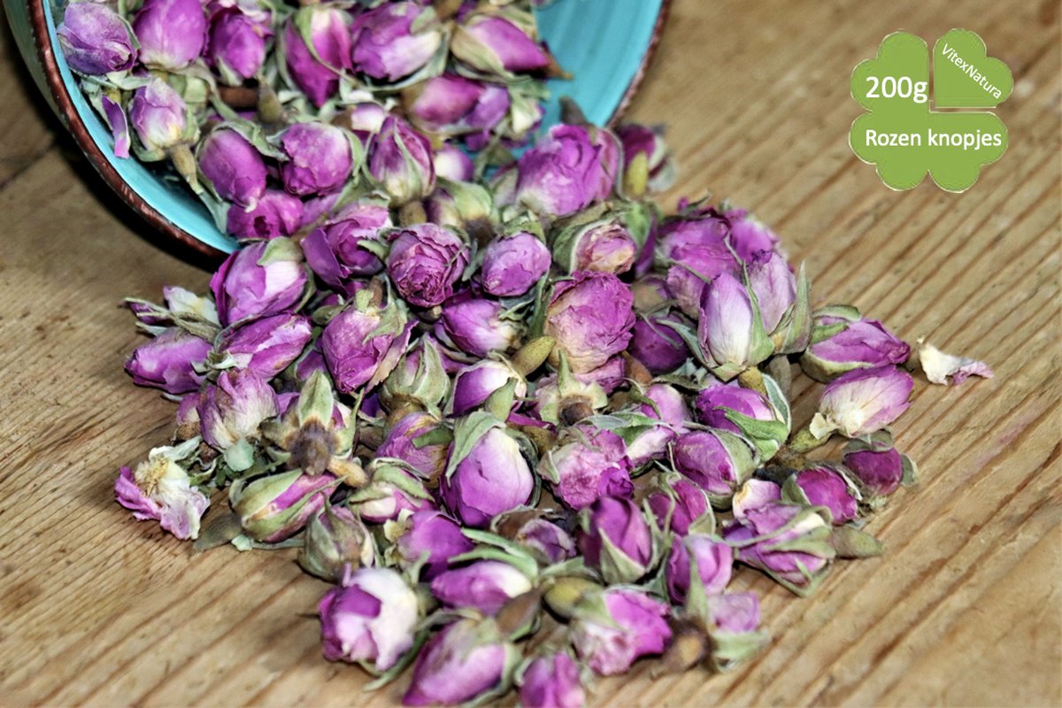 Gedroogde Rozen knopjes | 200g | De heerlijk geurende Rosa Damascena | Food grade | Vitex Natura