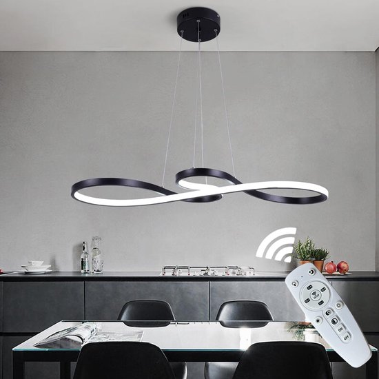 Led Suspension Modern Lampe Plafond Design Luster 3 Anneau Bois Pendante Décorative Hauteur Réglable Suspendue Lumière Salon - Maison
