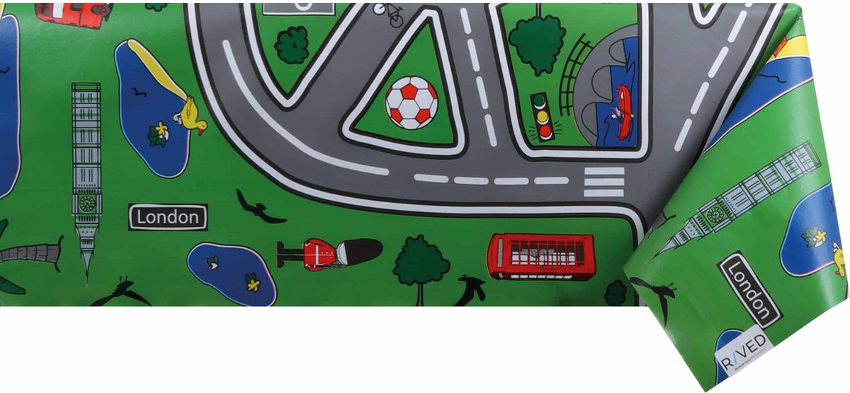 Raved Tafelzeil Speelkleed Autobaan 140 cm x 200 cm - PVC - Afwasbaar