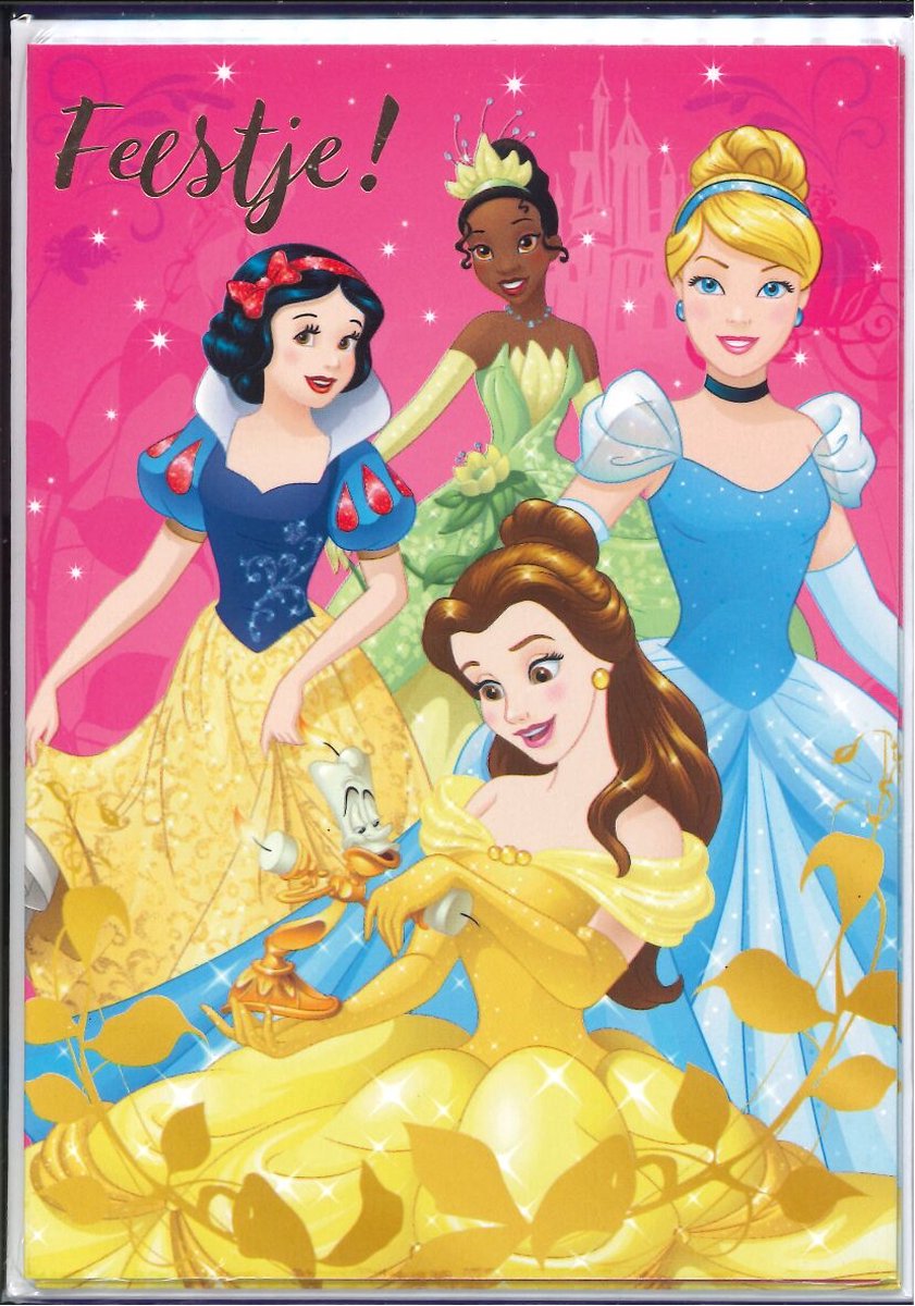 Uitnodigingen - Princess - 5 kaarten met enveloppen - Princess uitnodigingen voor een feestje