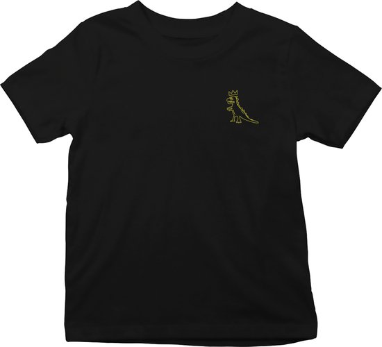 Dinosaurus Tee Jean Michel Basquiat Inspired Logo Zwart T-shirt - Slim fit T-shirt met ronde hals en korte mouwen, Size: M