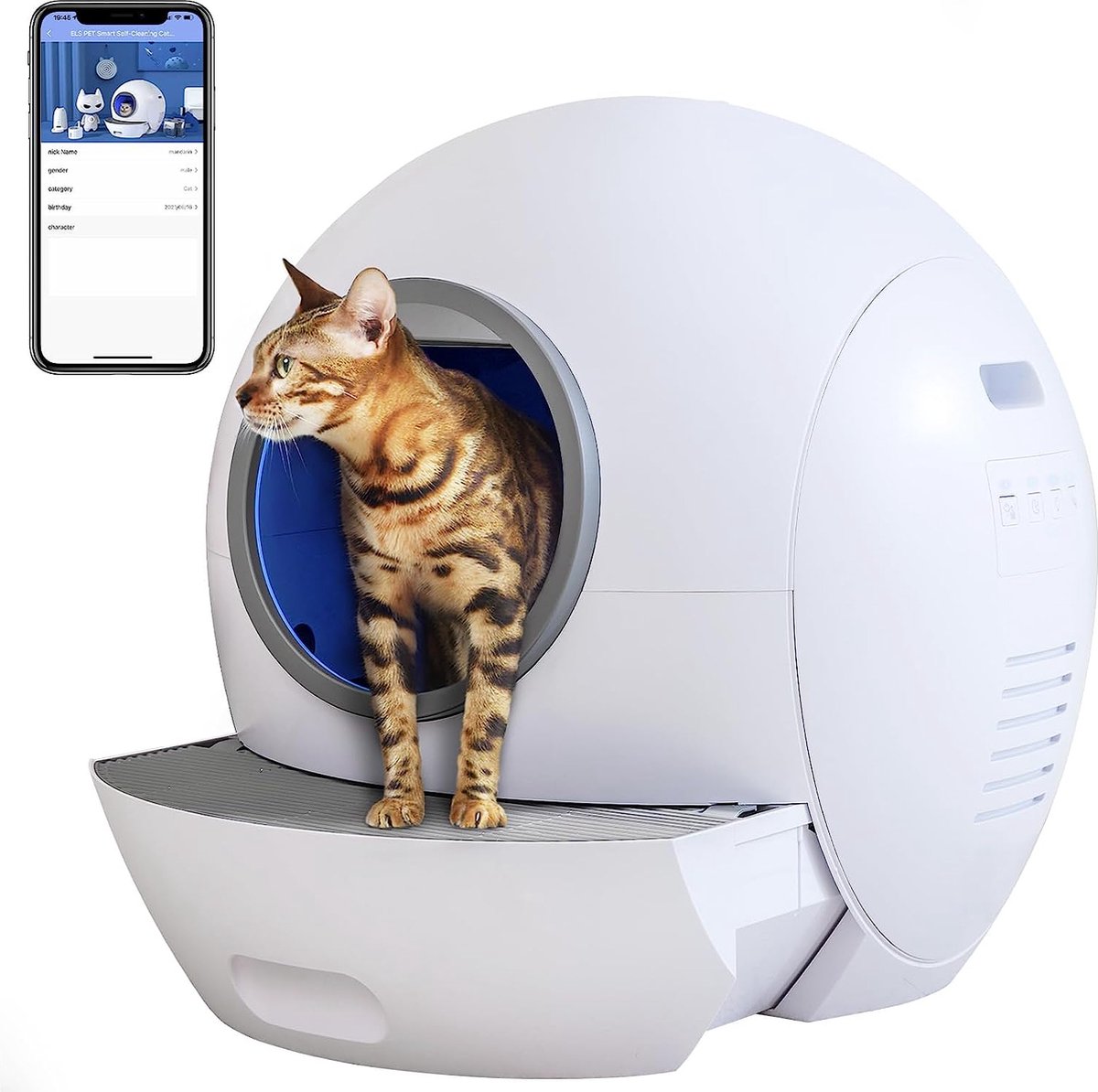 ELS PET Zelfreinigende Kattenbak XXL Automatische kattenbak met app 60L