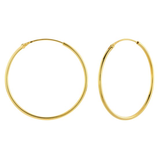 Oorbellen 925 zilver | Oorringen | Gold plated oorringen, 30 mm, 1.2 mm dik