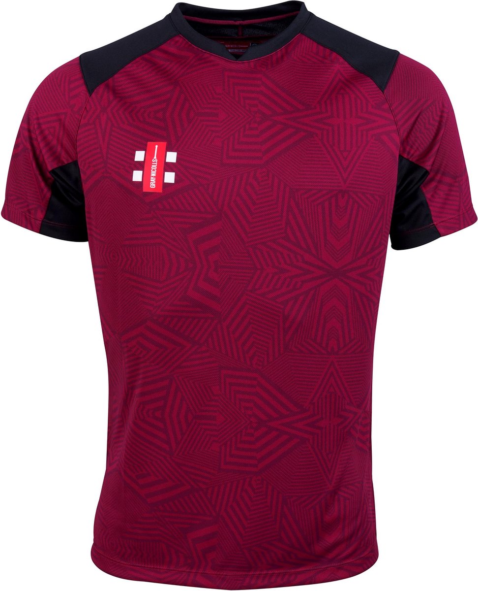 Gray-Nicolls Cricket SHIRT PRO T20 S/S MR/BK XL Extra Large - Maroon / Zwart