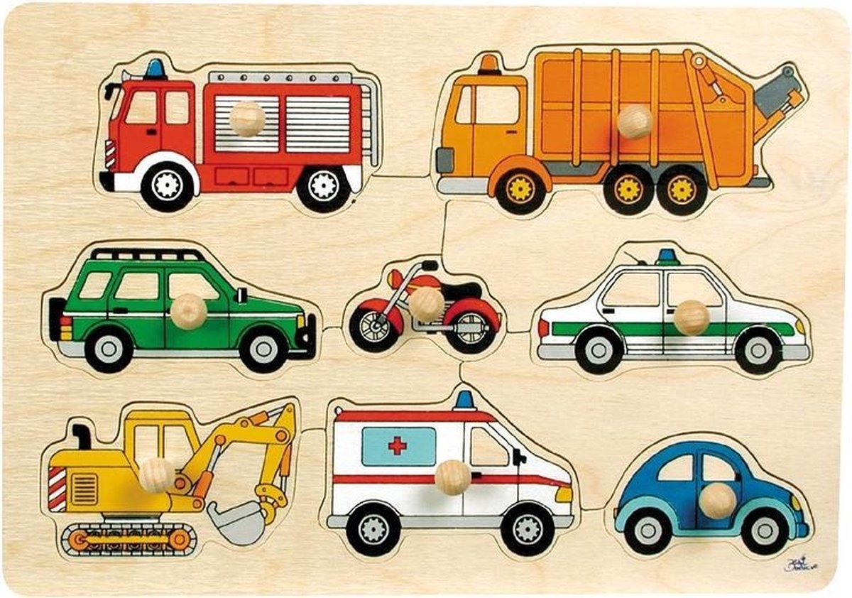 GOKI Steekpuzzel - Verkeer - 8 Delen - 30X21X2,4Cm - Hout - 2 Jaar — afbeelding 2