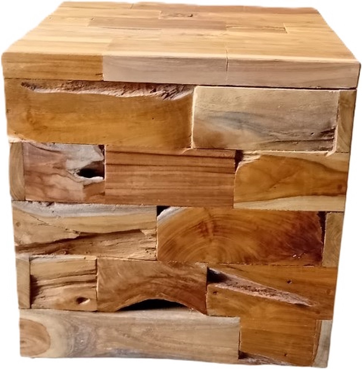 Houtenzuil-Teakhout-houten sokkel-45x45x45cm-Koloniaal Teakhuis