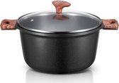 Kookpan inductie gemaakt aluminium pan met geglazuurde deksel, Ø 28 cm, 6,5 l, machinebestendig, duurzame anti-aanbaklaag, verzonden voor alle kookplaten, ook verzonden voor inductie, pastapan, gemaakt aluminium pannen