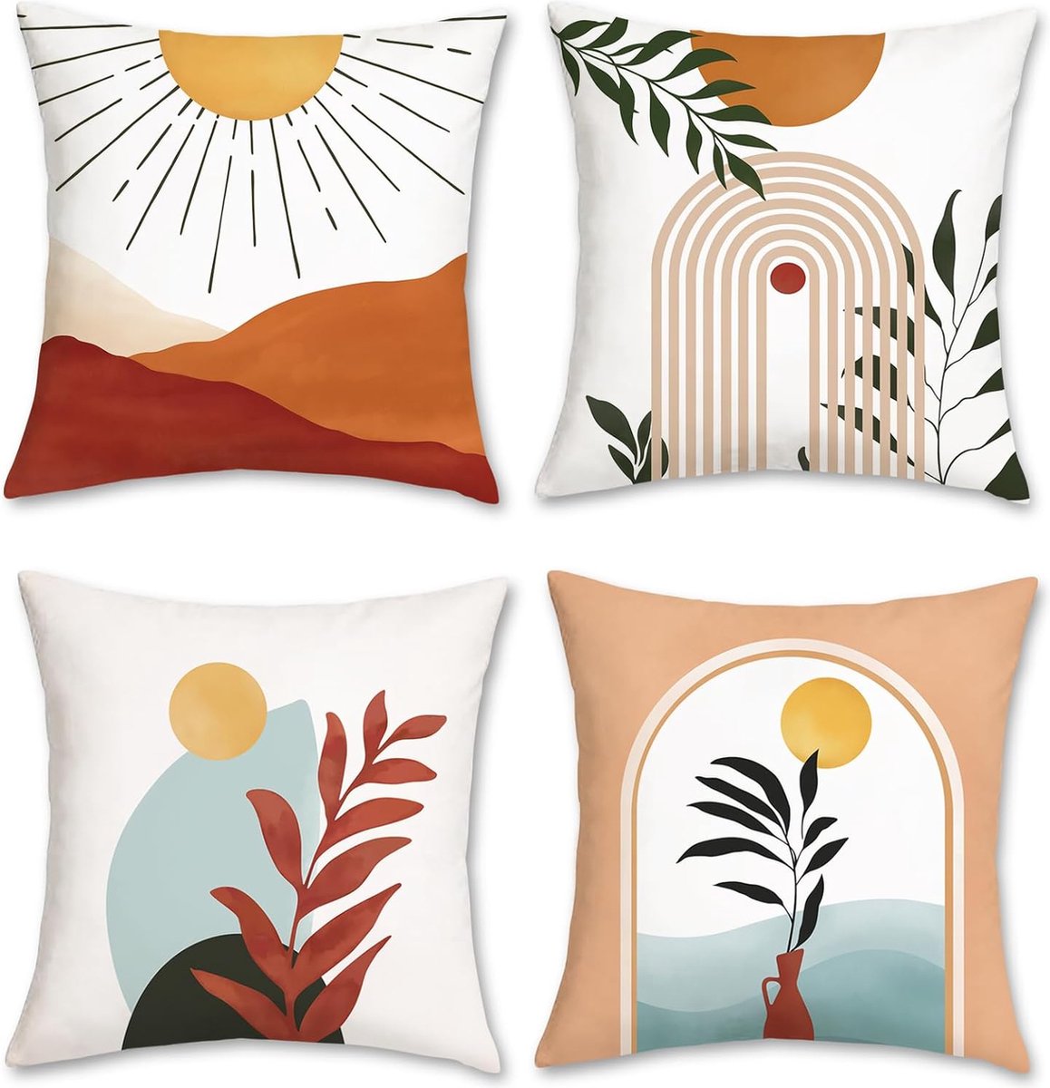 Set van 4 Chenille Kussenslopen 45 x 45 cm voor een Moderne