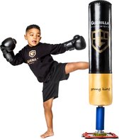 Guerilla Sports – Staande Bokszak "YOUNG KING" - Kickbokszak met stevige voet in hoogwaardige kwaliteit – Exclusief bokshandschoenen – Kids – Boksbal kind