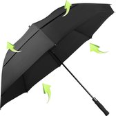 Parapluie de golf de 62 pouces de grande taille, double ventilation, ouverture automatique, coupe-vent et résistant à la pluie, résistant au soleil, Extra grand parapluie de club de golf pour hommes et femmes, Zwart XXL