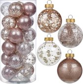 Kerstballen, 6 cm, 24 stuks, transparant, acryl, kerstboomversiering, kerstboomballen voor kerstboom/woondecoratie, Nieuwjaar, feestdecoratie