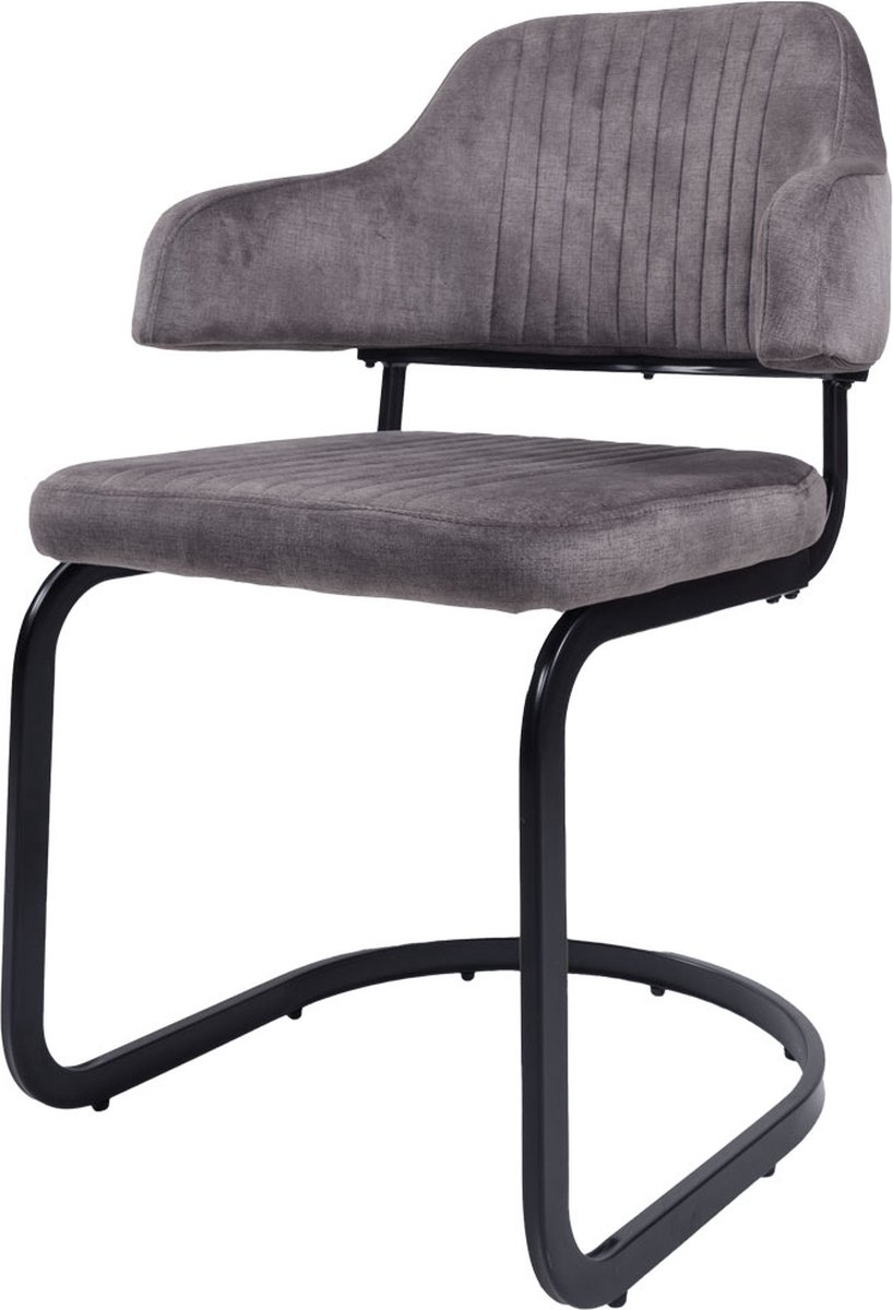 Home67 Eetkamerstoel Fox Antraciet 01 - Vintage Velvet - Kuipstoel met Armleuningen in Hotel Chique / Scandinavische Stijl