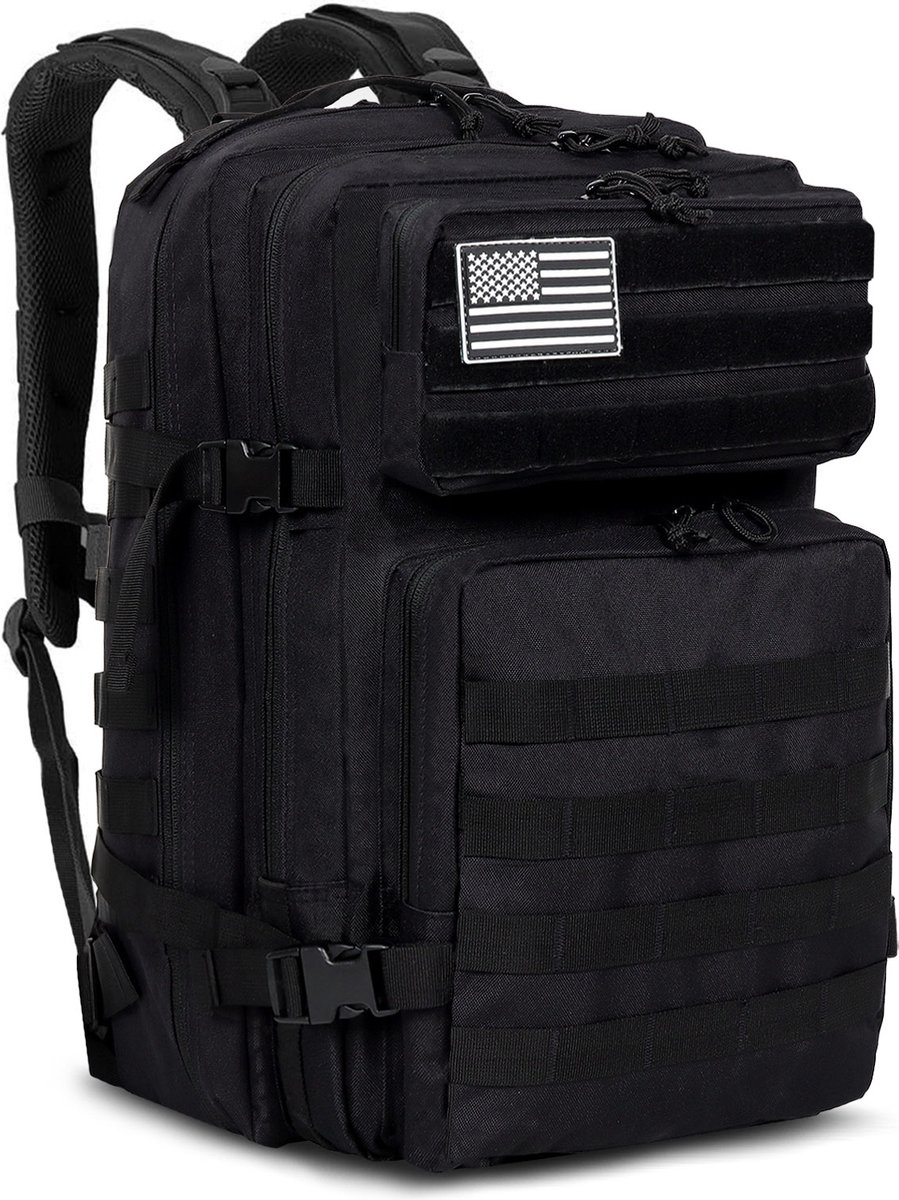 TAN.TOMI Backpack - Militair Tactisch - Wandelrugzak - Outdoor Rugzak - 40 Liter - Zwart