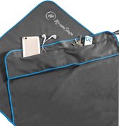 Fitnesshanddoek | Sterke Microvezel Handdoek met Magneet-Clip, Stijlvol & Functioneel | Ultra-Absorberend & Compact | Jouw Perfecte Sport-Handdoek voor in de Fitnessstudio (Grijs / Blauw Rand)