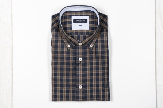 Pre End heren overhemd - heren blouse - lange mouw - 100507 - Rome - bruine ruit - maat L