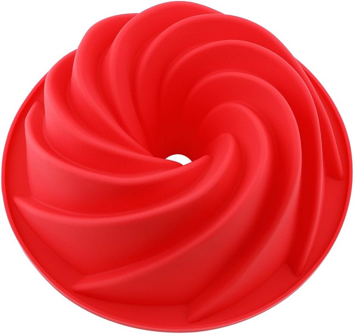 Siliconen tulbandcakevorm, bakvorm voor cake, pudding of ijstaart, 25 cm, rood