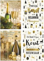 Kerst- en nieuwjaarskaarten - 20 stuks met enveloppen - 4 verschillende designs - groet voor de feestdagen