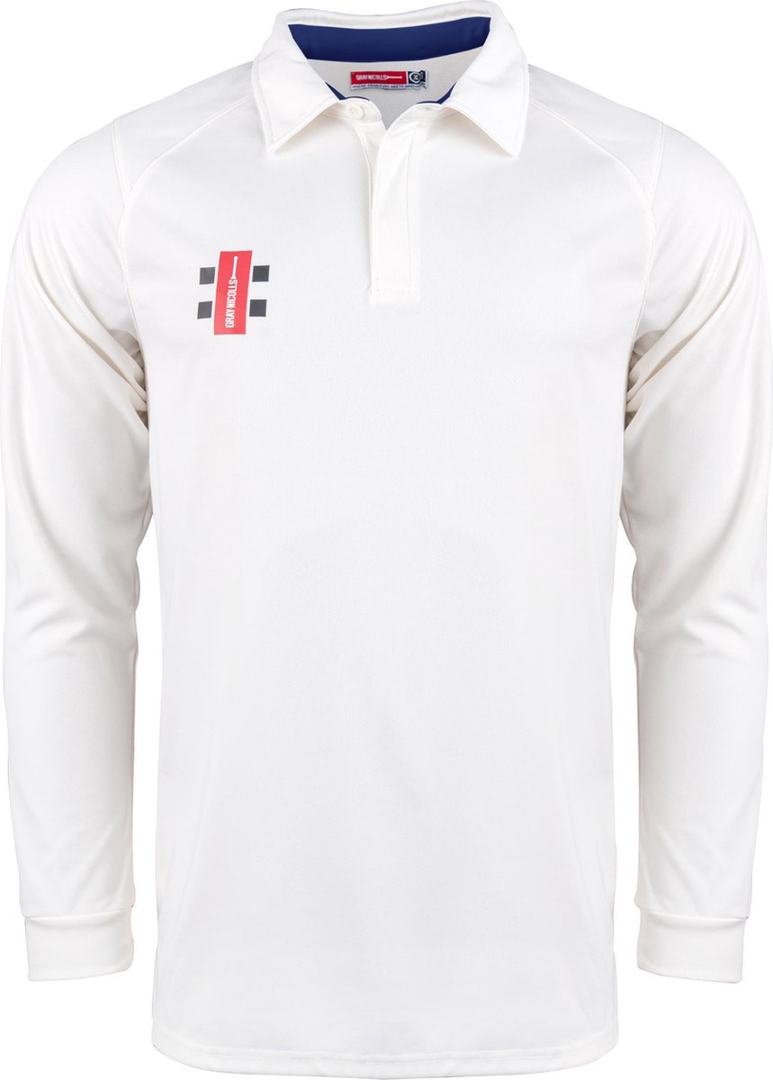 Gray-Nicolls Cricket SHIRT PRO PERF V2 L/S IV/NV L Large - Ivory / Navy