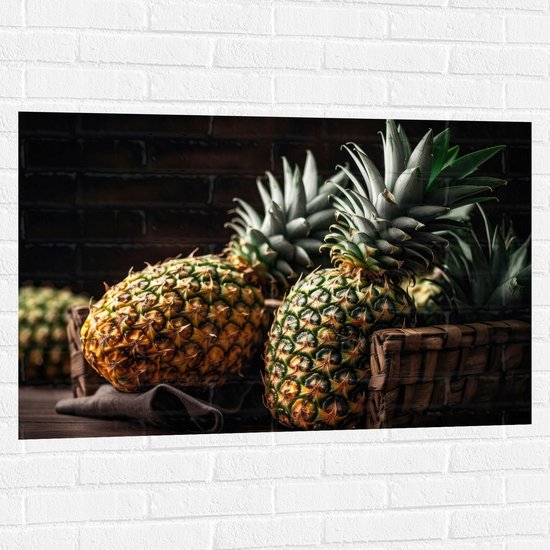 Muursticker - Eten - Fruit - Ananas - 105x70 cm Foto op Muursticker