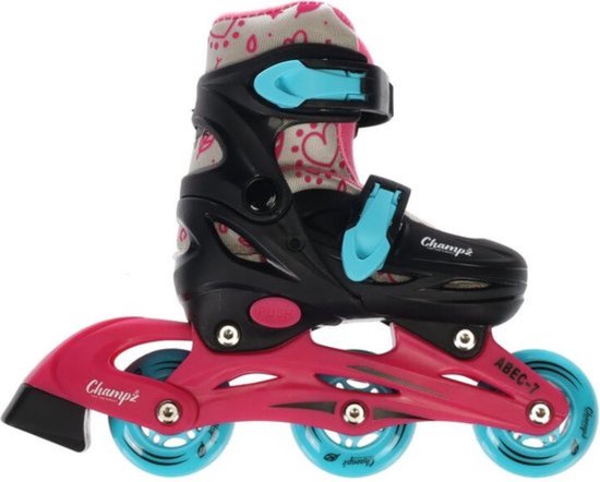 Champz Patins à roues alignées ajustables pour enfants - Botte rigide - Rose - Taille 26-29 - ABEC7 - Patins pour débutants