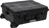 The Living Store Transport flightcase - harde koffer - 63 x 50 x 23 cm - schokbestendig - waterdicht - afsluitbaar - met wielen en trekhandgreep