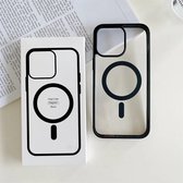 Telefoonhoesje Siliconen - Geschikt voor MagSafe - Geschikt Voor iPhone 15 Pro - Shock Proof Case - Zwart