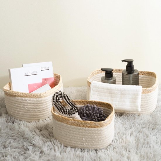 4 Paniers De Rangement En Corde Tressée - Organisateur Déco Pour Table à Langer