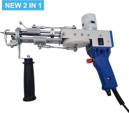Techlogy Tufting Gun – 2 in 1 – Tuftgun - Tufting Machine - Borduurmachine Naaimachine – 70W – Lichtgewicht – 5-40 Hechtingen Per Sec – Blauw