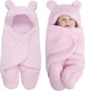 Baby meisjes geschenken speelgoed 0 6 maanden schattige unisex pasgeborenen kleding baby slaapzak dikke katoenen deken pluche wikkeldeken (roze)