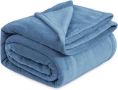 fleece deken voor bed en bank lichtblauw 240x220cm, deken voor 2 persoons super zachte donzige deken voor woonkamer en slaapkamer