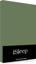 iSleep Satijn-Katoen Hoeslaken - Litsjumeaux - 180x200+40 cm - Groen