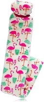 Vagabond Warmwaterkruik - Long Bottle - Natuurrubber - (Afmeting 77 cm. lang x 12 cm. breed) - Flamingo Fleece - in luxe geschenkdoos