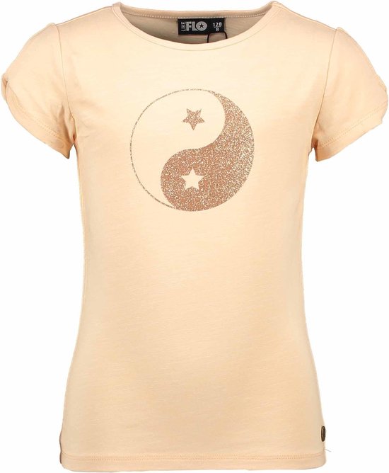 Meisjes t-shirt open schouder - Soft peach