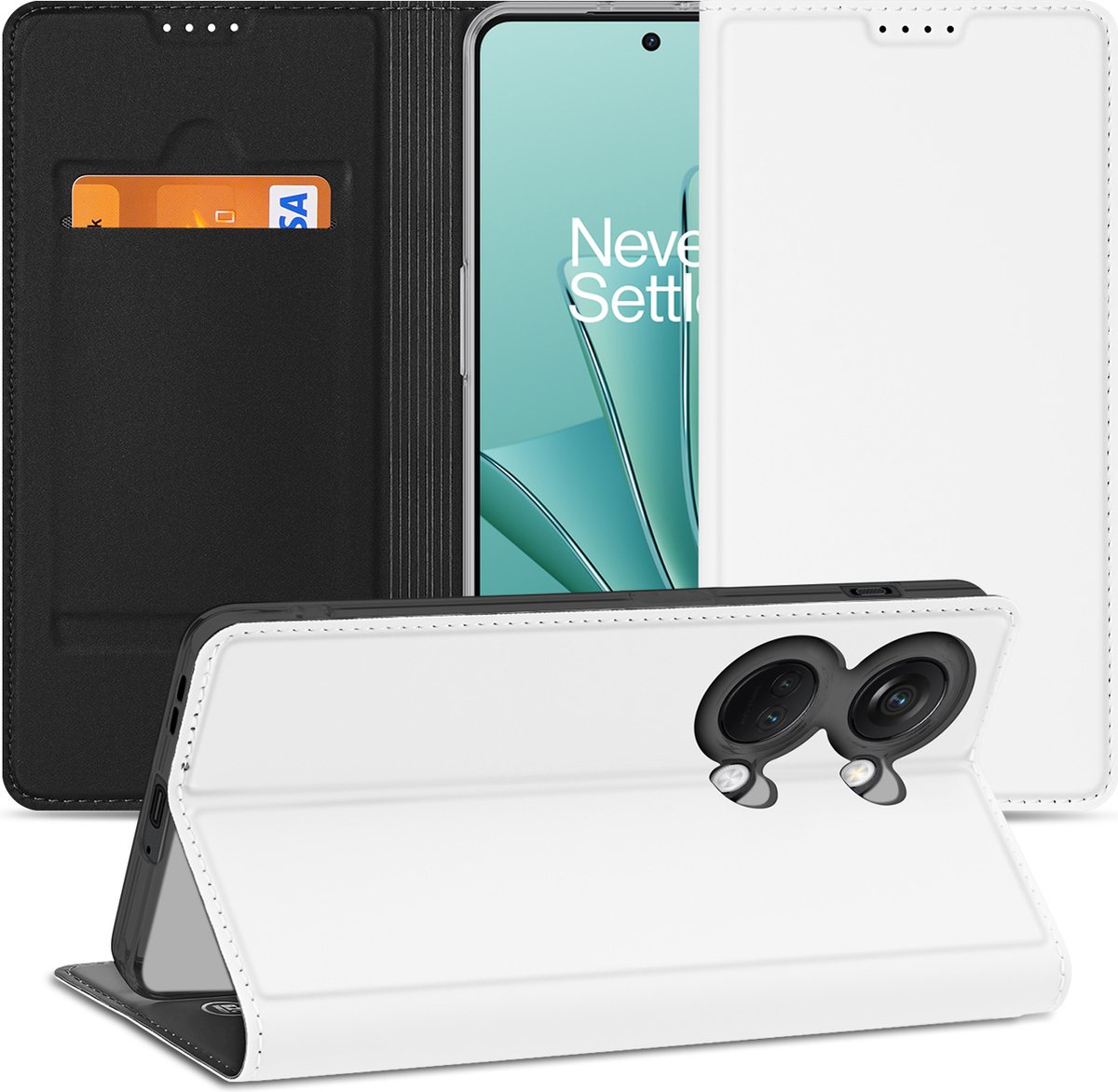 Stand Case Hoesje voor de OnePlus Nord 3 Wit met Pashouder