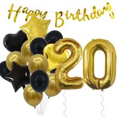 Snoes Ballonnen 20 Jaar Feestpakket – Versiering – Verjaardag Set Goldie Cijferballon 20 Jaar -Heliumballon