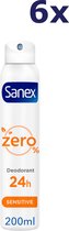 Bol.com 6x Sanex Deodorant Spray Zero% Sensitive Skin 200 ml aanbieding