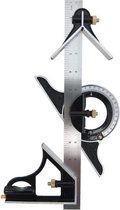 Presch Combinatie Winkelhaak 300mm - Metrisch - Nauwkeurige, Universele Combinatiehoek van Metaal met Liniaalaanslag en Afschrijfgereedschap - Hoogwaardig, Professioneel Combinatie Hoek