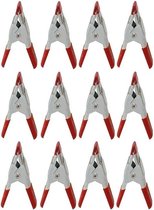 Mini zeilklem/zeilclip - 12x - 5 cm - kunststof/staal - Dekzeil klemmen - Camping/outdoor klemmen - Klussen