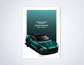 Aston Martin Superleggera Groen op Poster - 50 x 70cm - Auto Poster Kinderkamer / Slaapkamer / Kantoor