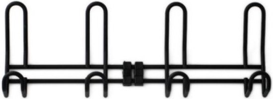 1x Luxe kapstokken / jashaken zwart met vier haken - wandkapstok / deurkapstok - 12,6 x 38 cm - hoogwaardig aluminium - zwarten kapstokhaakjes / garderobe haakjes