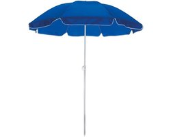 Strand/tuin parasol - blauw - dia 145 cm - Verstelbaar - Zonbescherming - Voordelige parasols - polyester