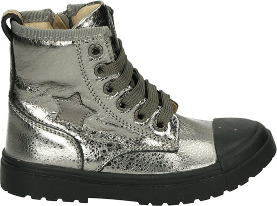 Foto: Bikerboots meisjes old silver metallic leer shoesme maat 31