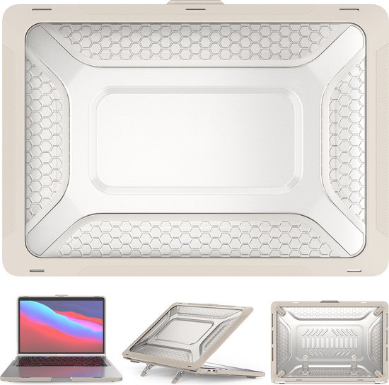 Heavy Duty Cover - Geschikt voor MacBook Pro 13 inch - Case - Extreme Bescherming - Hardcase - A1706/A1708/A2338/A2686 (M1,M2,Touchbar, 2016-2022) - Beige