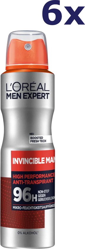 6x L'Oreal Men Expert Deospray 150ml Invincible Man