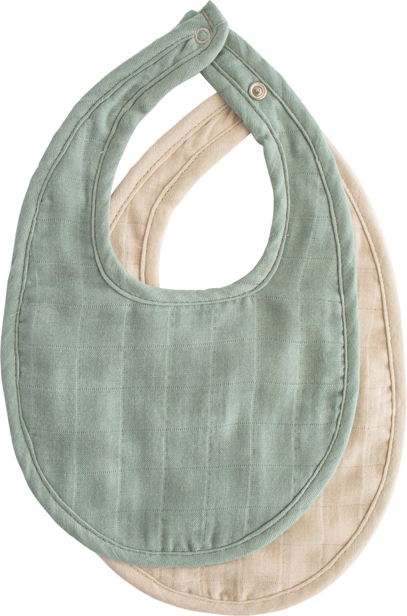 Goedkoopste Mushie Slab Muslin Roman Green/Fog 2-Pack