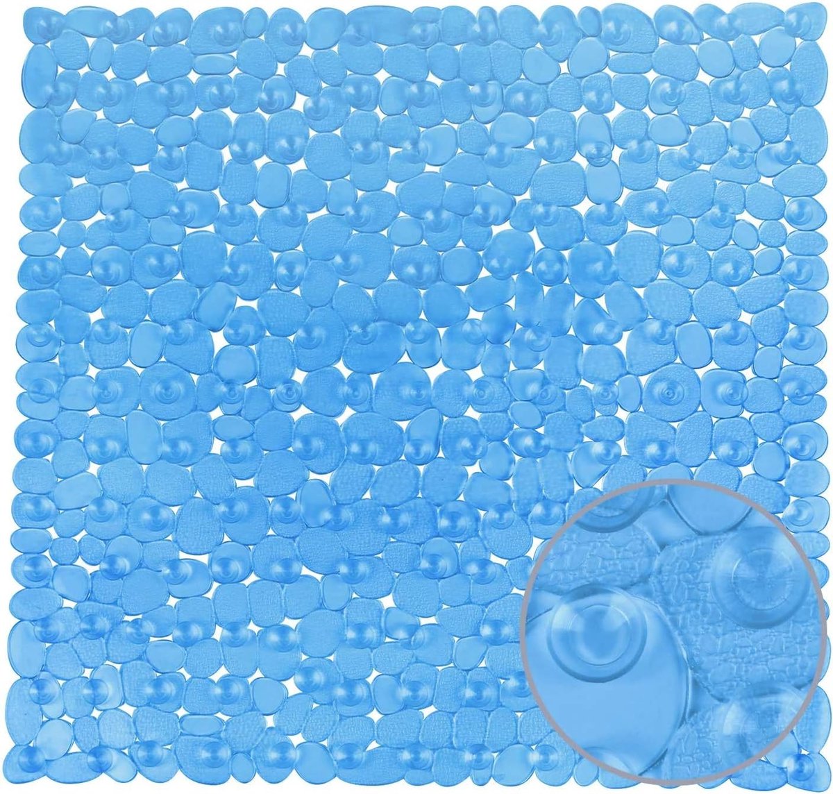 Douchemat, antislipmat van kunststof, voor kinderen en familie, douche, antislip badmat met honderden zuignappen, vierkante douchemat pvc, 54 x 54 cm, groot