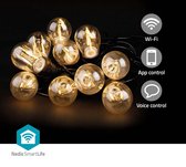 Nedis SmartLife LED décorative - Éclairage de fête - Wi-Fi - Wit chaud - 10 LED - 9,00 m - Android/IOS - Diamètre de l'ampoule : 45 mm