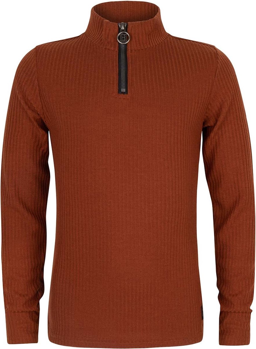 Indian Blue meiden coll shirt met rits Camel Brown