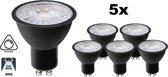 5 PACK - GU10 LED Spot ZWART 5w, 400 Lumen, 4000K Neutraal Wit, Dimbaar, Lichthoek: 60°