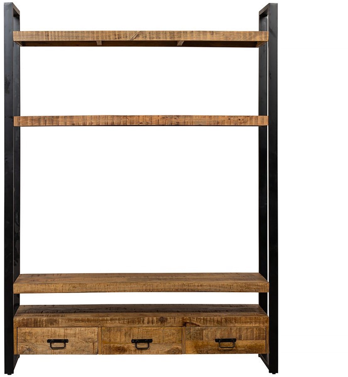 Mangohouten Boekenkast Britt 150 cm Mahom Industrieel - Vitrinekast van Mangohout & Metaal - Industriële Buffetkast